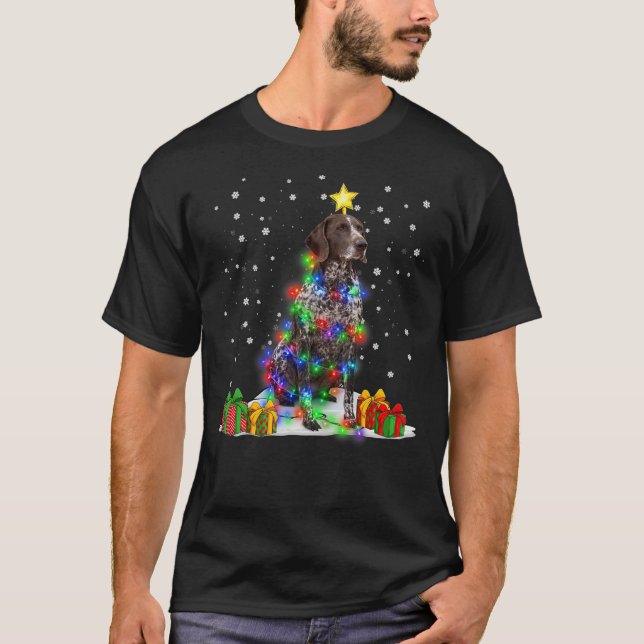 German Shorthaired Pointer Dog Christmas Tree Ligh T-Shirt (Front)