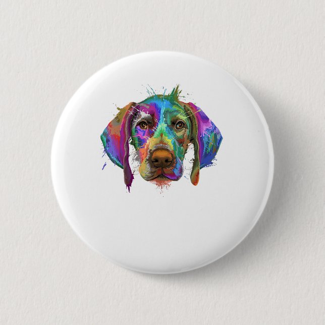 German Shorthaired Pointer Dog Face Colourful Pop  6 Cm Round Badge (Front)