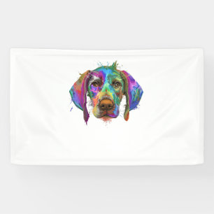 German Shorthaired Pointer Dog Face Colourful Pop Banner