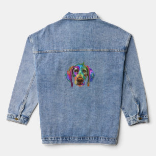 German Shorthaired Pointer Dog Face Colourful Pop Denim Jacket