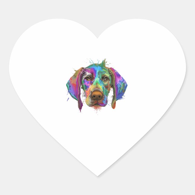 German Shorthaired Pointer Dog Face Colourful Pop  Heart Sticker (Front)