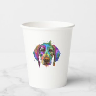 German Shorthaired Pointer Dog Face Colourful Pop Paper Cups