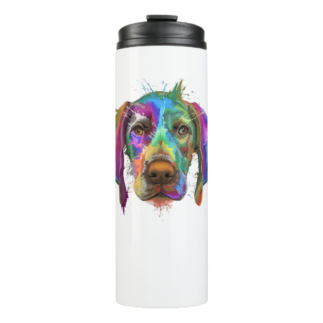 German Shorthaired Pointer Dog Face Colourful Pop  Thermal Tumbler (Front)
