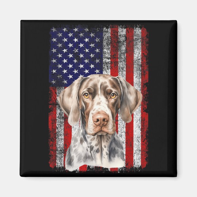 German Shorthaired Pointer Dog Lover US Flag 4th Magnet (Front)