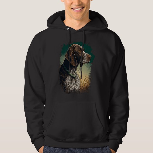 German Shorthaired Pointer Dog Portrait Tie and Dy Hoodie (Front)