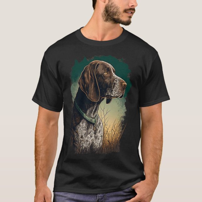 German Shorthaired Pointer Dog Portrait Tie and Dy T-Shirt (Front)