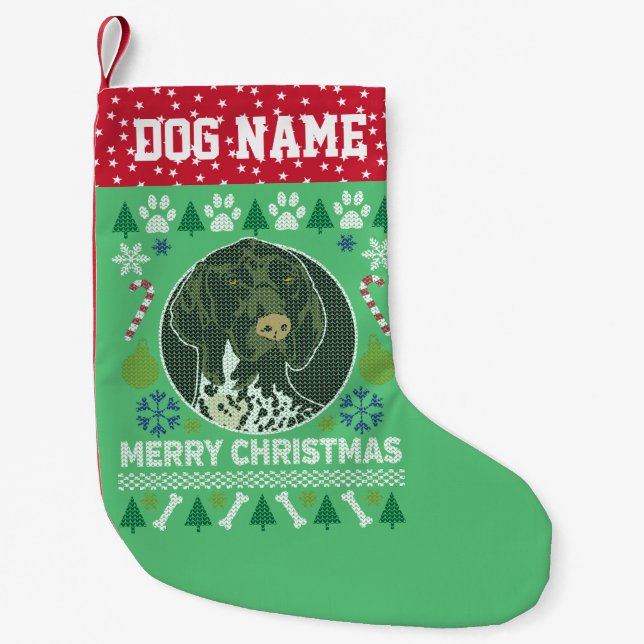 German Shorthaired Pointer Dog Ugly Christmas Small Christmas Stocking (Front)