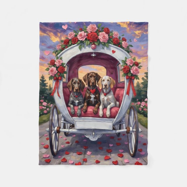German Shorthaired Pointer  Dog Valentine's Day  Fleece Blanket (Front)