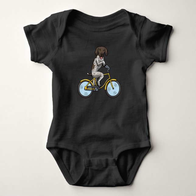German Shorthaired Pointer Dog With Bike Baby Bodysuit (Front)
