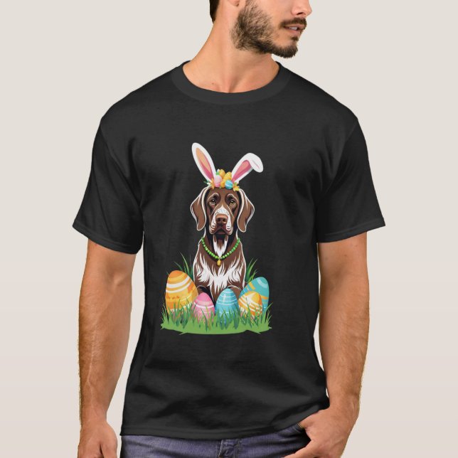 German Shorthaired Pointer Dog with Bunny Ears Eas T-Shirt (Front)