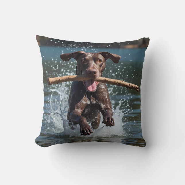German Shorthaired Pointer Elegant Throw Pillow (Front)