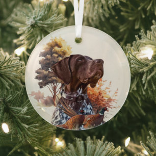 German shorthaired pointer glass tree decoration