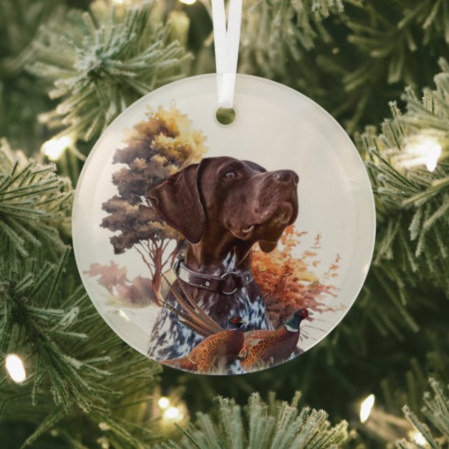 German shorthaired pointer glass tree decoration (Insitu)