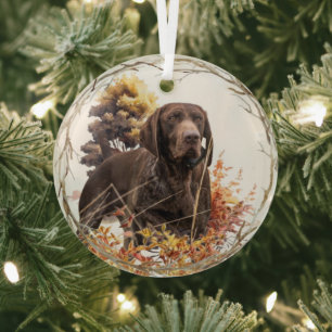 German shorthaired pointer glass tree decoration