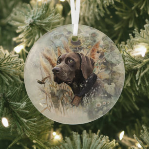German Shorthaired Pointer Glass Tree Decoration
