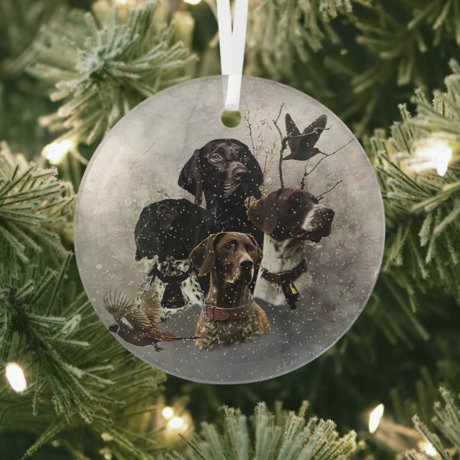 German Shorthaired Pointer Glass Tree Decoration (Insitu)
