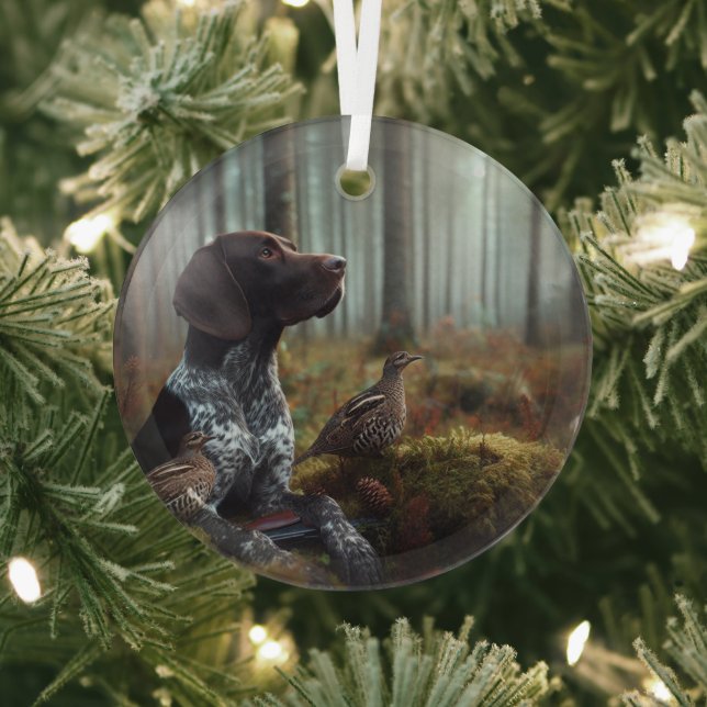German Shorthaired Pointer Glass Tree Decoration (Insitu)