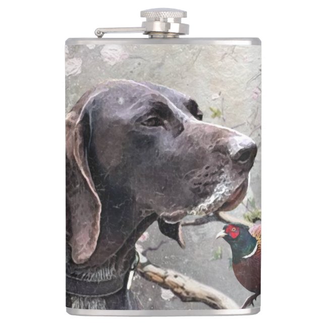 German shorthaired pointer, gsp hip flask (Front)