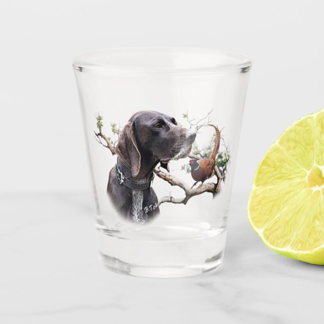 German shorthaired pointer, gsp shot glass (Front)