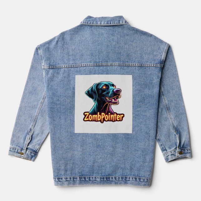 German Shorthaired Pointer GSP Zombie Dog Hallowee Denim Jacket (Back)