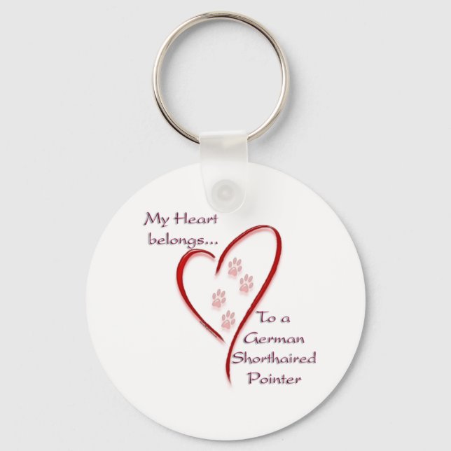 German Shorthaired Pointer Heart Belongs Key Ring (Front)