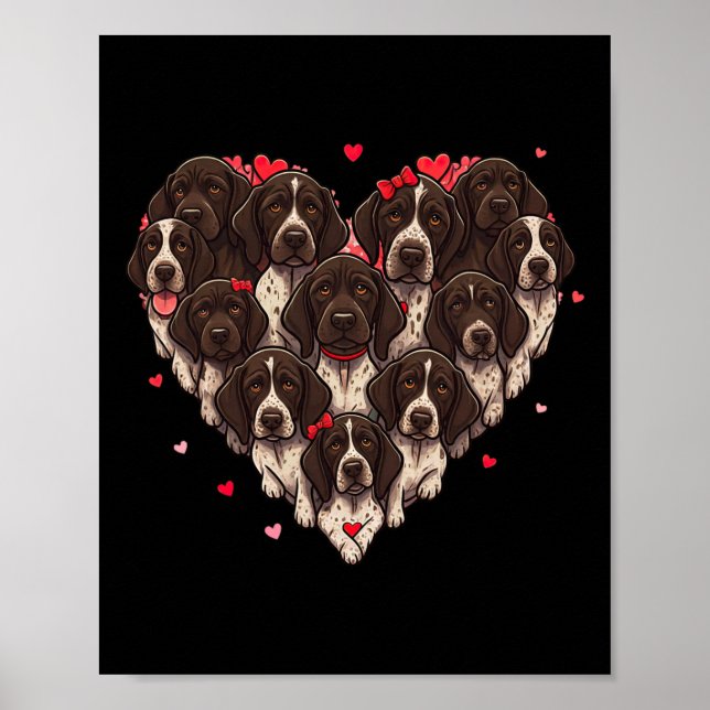 German Shorthaired Pointer Heart Valentine Womens  Poster (Front)