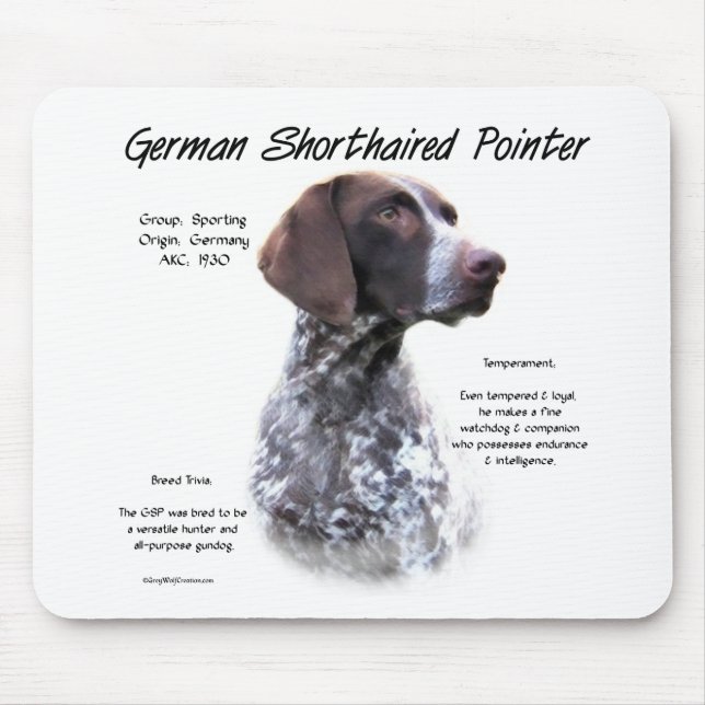 German Shorthaired Pointer History Design Mouse Pad (Front)