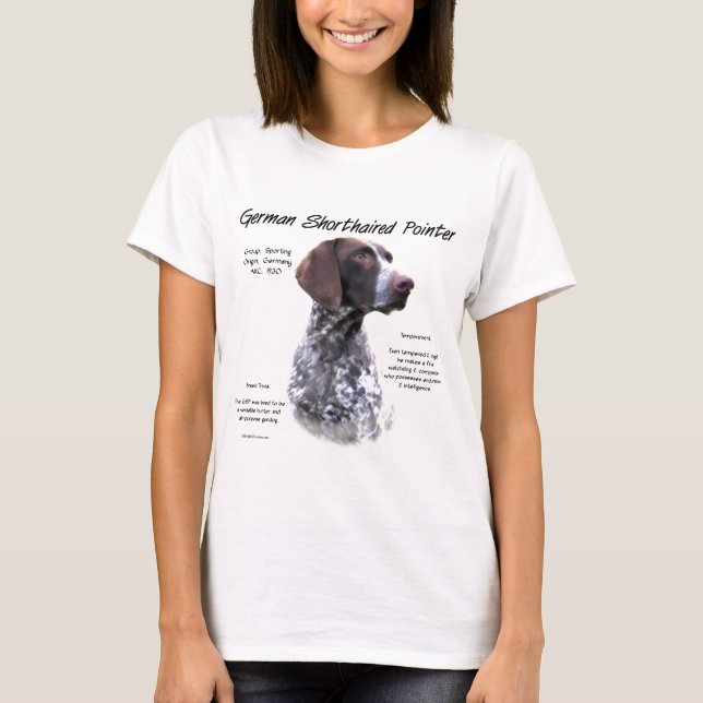German Shorthaired Pointer History Design T-Shirt (Front)