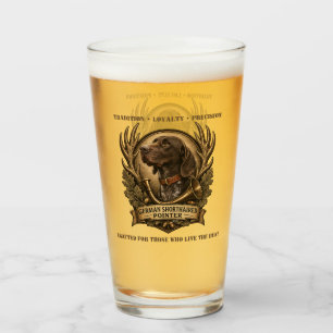 German Shorthaired Pointer, Hunting Horn Art Glass