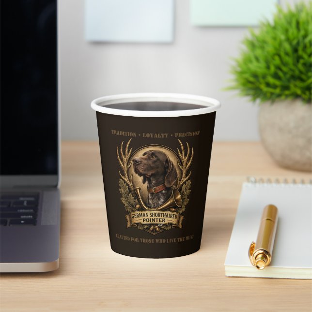 German Shorthaired Pointer, Hunting Horn Art Paper Cups (Insitu)