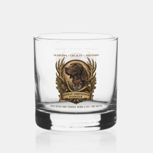 German Shorthaired Pointer, Hunting Horn Art Whiskey Glass