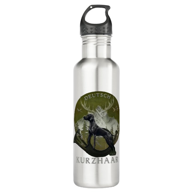 German Shorthaired Pointer , Hunting  logo  710 Ml Water Bottle (Front)