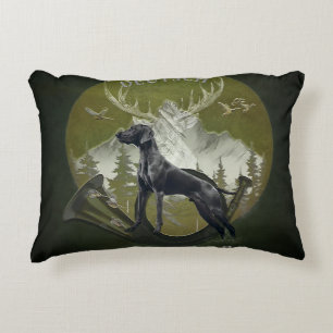 German Shorthaired Pointer , Hunting logo Decorative Cushion