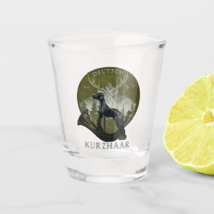 German Shorthaired Pointer , Hunting logo Shot Glass