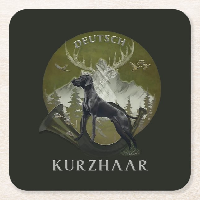 German Shorthaired Pointer , Hunting  logo  Square Paper Coaster (Front)
