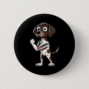German Shorthaired Pointer I Love Grandpa Funny Do 6 Cm Round Badge