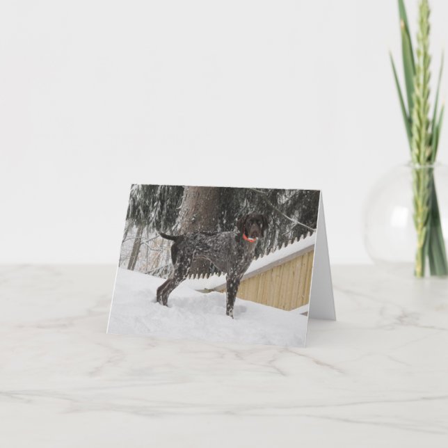 German Shorthaired Pointer in Snow Holiday Card (Front)