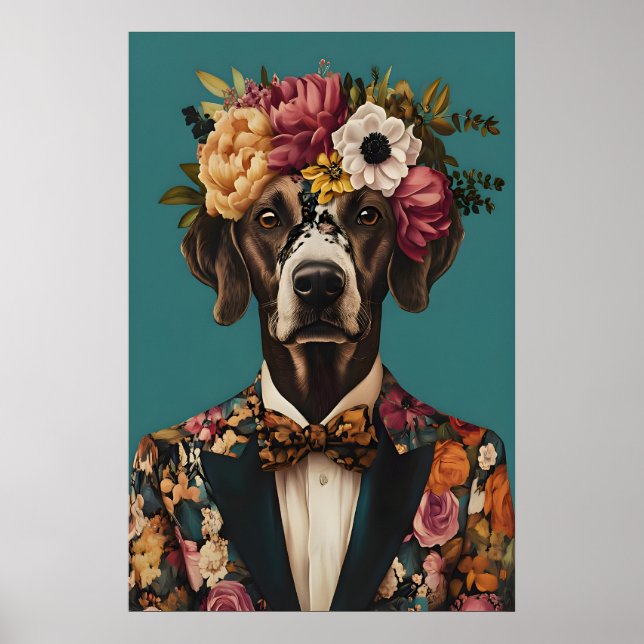 German Shorthaired Pointer In Suit Poster, German Poster (Front)
