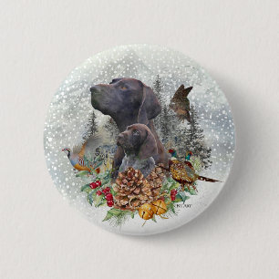 German Shorthaired Pointer in winter  6 Cm Round Badge