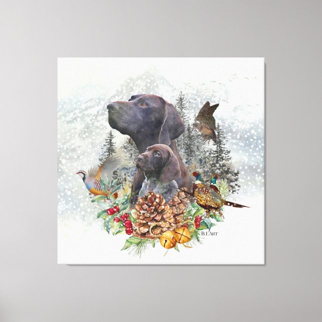 German Shorthaired Pointer in winter   Canvas Print (Front)