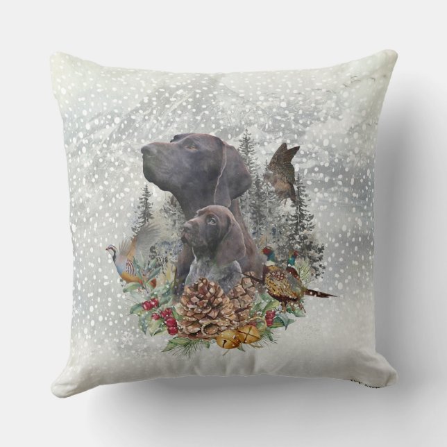 German Shorthaired Pointer in winter   Cushion (Back)