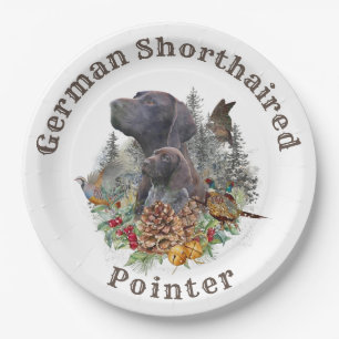 German Shorthaired Pointer in winter Paper Plat Paper Plate