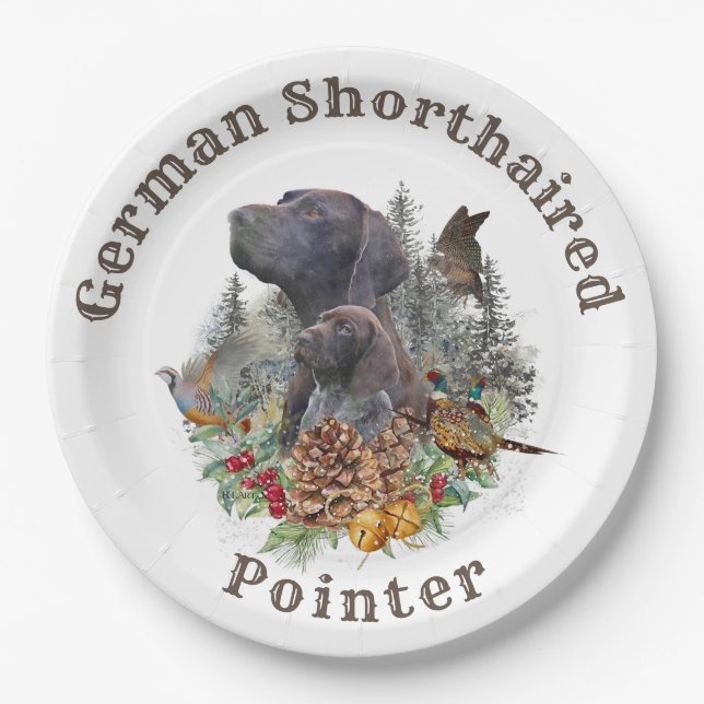 German Shorthaired Pointer in winter    Paper Plat Paper Plate (Front)