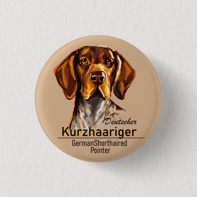 German Shorthaired Pointer Kurzhaar Keychain 3 Cm Round Badge (Front)