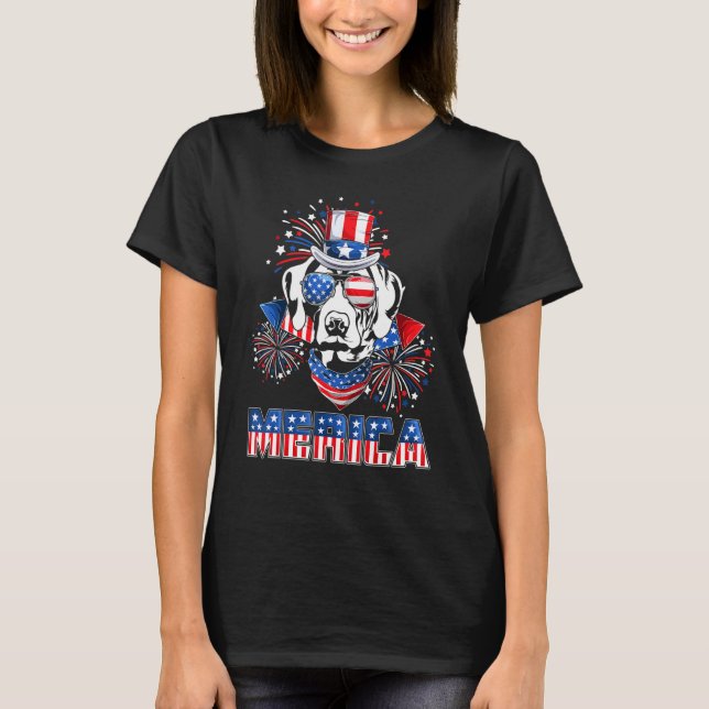 German Shorthaired Pointer Merica Firework 4th Of  T-Shirt (Front)