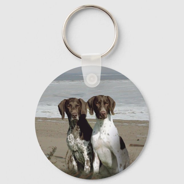 German Shorthaired Pointer On The Beach  Keychain (Front)