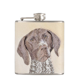 German Shorthaired Pointer Painting - Dog Art Hip Flask