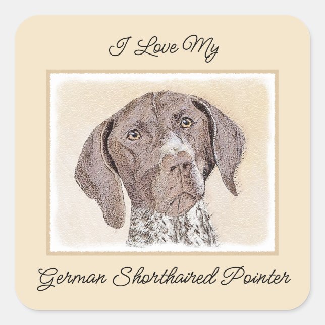 German Shorthaired Pointer Painting - Dog Art Square Sticker (Front)