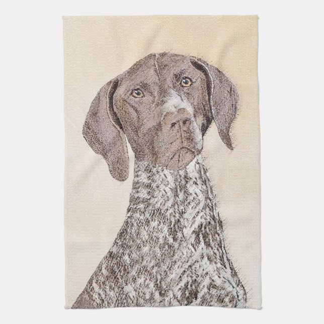 German Shorthaired Pointer Painting - Dog Art Tea Towel (Vertical)