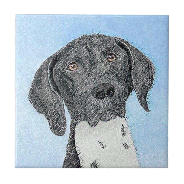 German Shorthaired Pointer Painting - Original Art Ceramic Tile (Front)